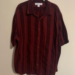 Men’s Deep Red Casual Button Up Short Sleeve Shirt